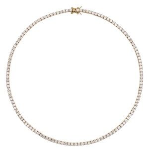 DORSEY MOSS ROUND CUT, 3MM LAB WHITE SAPPHIRE GOLD RIVIÈRE NECKLACE 16.5”